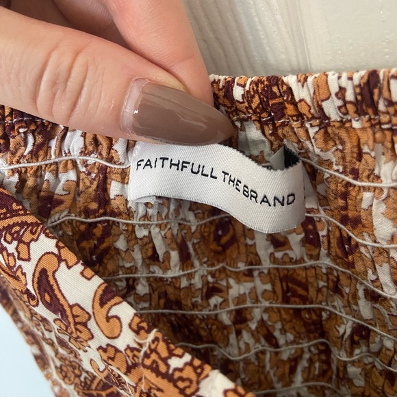 Faithfull the Brand Smocked Paisley Puff Sleeve Midi Dress Size 4 - Picture 6 of 6